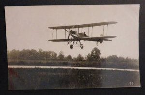 1913 Mint RPPC Postcard Bi plane Plane Real Picture Post Card