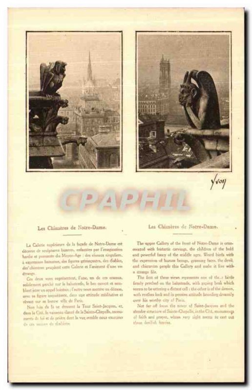 Postcard The Old Paris chimeras of Our Lady Devil