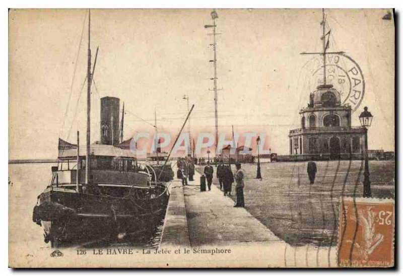 Old Postcard Le Havre la Jetee and Semaphore Boat
