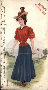 A/S Archie Gunn Lowney's Chocolates Beautiful Woman c1910 Ad Postcard