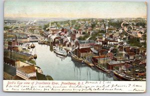 Providence Rhode Island~River Birds Eye View~Waterfront~Ship~Boats~1906 Postcard