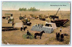 Dickinson North Dakota ND Postcard Harvesting In The West 1912 Posted Antique