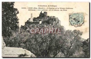 Eze Old Postcard L & # 39eglise and the old castle