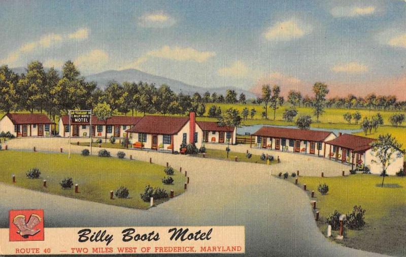 Frederick Maryland Billy Boats Motel Birdeye View Antique Postcard K80255