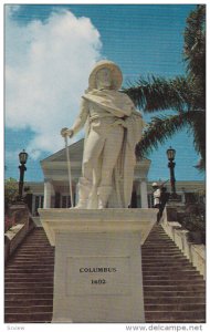 NASSAU, Bahamas, 1940-1960´s; Christopher Columbus Statue With Government House