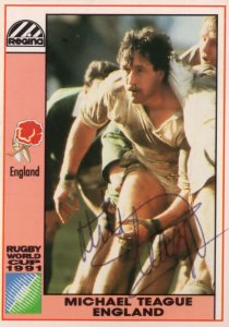 Michael Teague England Hand Signed Rugby 1991 World Cup Card Photo