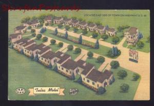 TULSA OKLAHOMA ROUTE 66 TULSA MOTEL VINTAGE LINEN ADVERTISING POSTCARD