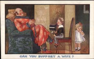 Father Questions Little Boy on Daughter Can You Support A Wife? Postcard rpx