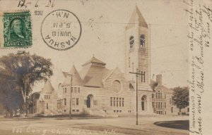 USA First Church Nashua New Hampshire Vintage RPPC 04.18