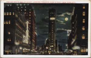 The Gay White Way At Night New York City Vintage Postcard C087