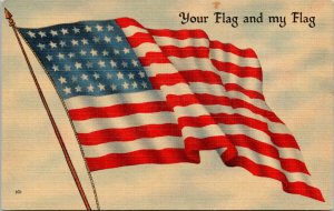 USA Flag 'Your Flag and My Flag' Patriotic Flag Series #11 Linen Postcard H5