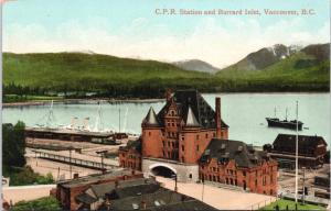 CPR Station Burrard Inlet Vancouver BC Unused Postcard E35