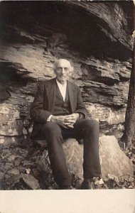 Man in Front of a Rock Real Photo Unused 