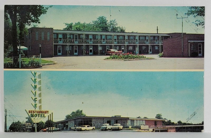 MD Hagerstown Maryland 1950s VENICE MOTEL and RESTAURANT on Rte 40 Postcard S7
