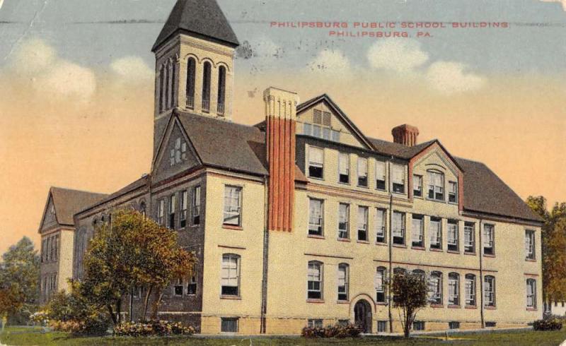 Philipsburg Pennsylvania Public School Building Antique Postcard K34861