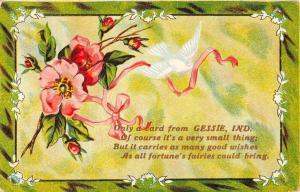 Gessie Indiana Flower Dove Greeting Antique Postcard K83003