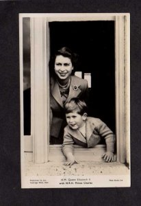 UK Queen Elizabeth with Prince Charles as Child RPPC Real Photo London Postcard