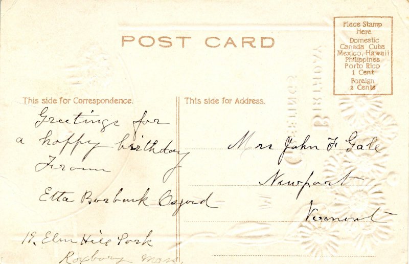 Greeting - Birthday. Embossed, Gold Foil