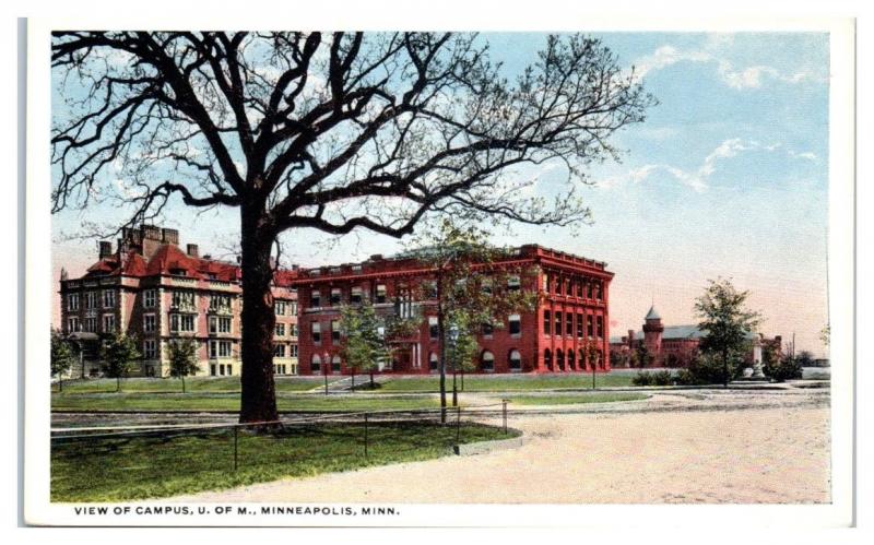Early 1900s View of Campus, University of Minnesota, Minneapolis, MN Postcard