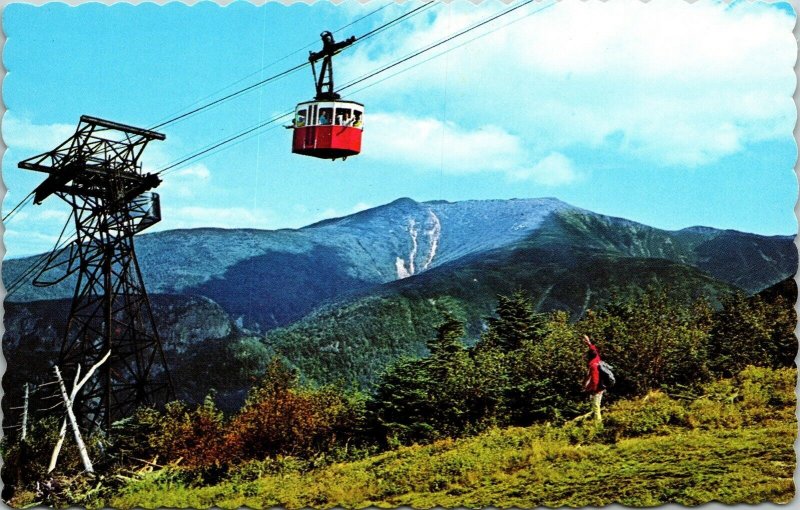 Tram-Car Approaching Summit Cannon Mountain Franconia Notch NH Postcard VTG UNP 