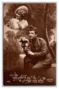 WWI RPPC I Am Your's As I Wish You Nine Romantic Real Photo Postcard pc2489