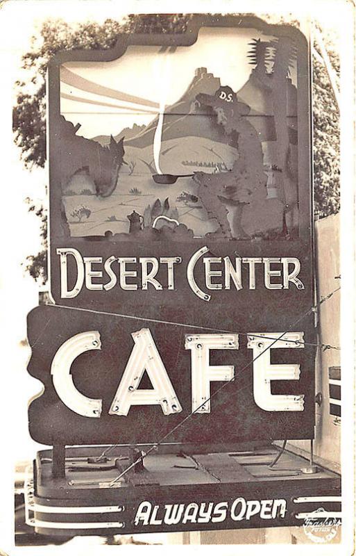 Desert Center CA Cafe Neon Sign Real Photo RPPC Postcard