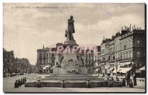 Bordeaux Old Postcard Monument Gambetta