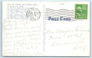 Large Letter Linen SANTA CRUZ COUNTY, CALIFORNIA CA  Kropp 1945  Postcard