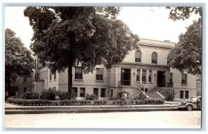 Washington Iowa IA Postcard RPPC Photo Y M C A Building Bicycle Car c1940's