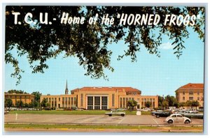 Fort Worth TX, T. C. U. Home Of The Horned Frogs Student Center Cars Postcard 