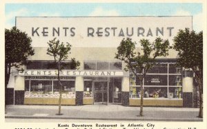 Kents Downtown Restaurant - Atlantic City, New Jersey - Linen Postcard