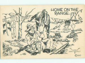 1945 Comic signed WESTERN COWBOY IS HOME ON THE RANGE AC6626