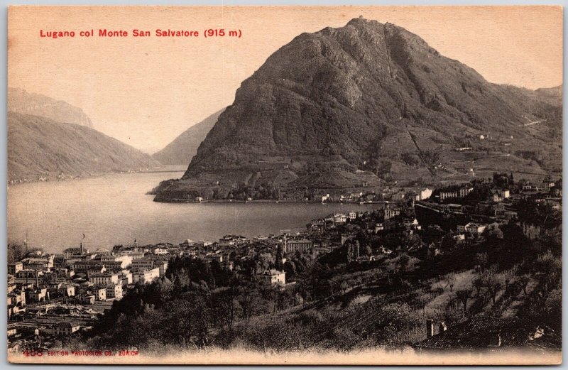 Lugano Col Monte San Salvatore Mountain Peak In Switzerland Postcard