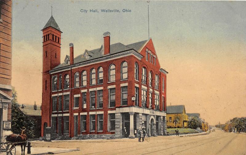 F18/ Wellsville Ohio Postcard c1910 City Hall Building 10