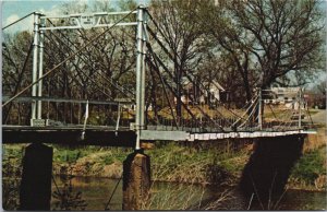 Historic Swinging Bridge Pennington Creek Tishomingo Oklahoma Postcard C189