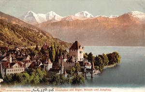 br104129 oberhofen mit eiger monch und jungfrau real photo switzerland