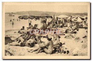 Postcard Old French Riviera Juan les Pins Artistic M Sunbathing