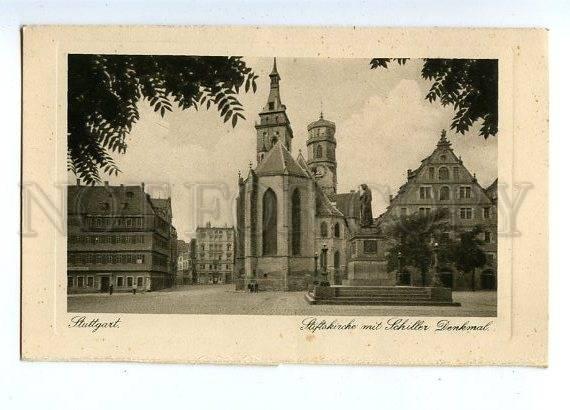 131275 Germany STUTTGART Church & Schiller Monument Vintage PC