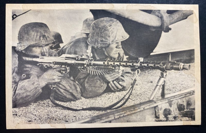 Mint Germany Real Picture Postcard WW2 German Waffen SS Machinegun Crew RPPC