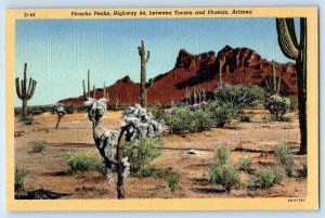 c1940's View Of Picacho Peaks Desert Cactus Phoenix Arizona AZ Vintage Postcard