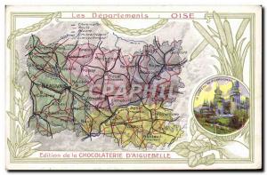 Old Postcard Geographic Map of Chocolaterie & # 39Aiguebelle Department Oise ...