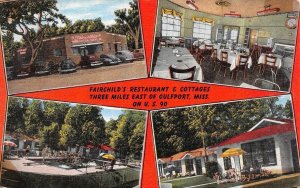 Gulfport, MS Mississippi FAIRCHILD'S RESTAURANT~COTTAGES Roadside Motel Postcard