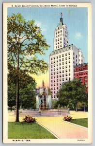 Vintage Tennessee Postcard - Court Square Fountain   Memphis