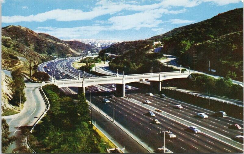 Cahuenga Pass Hollywood Freeway Los Angeles CA Postcard D81 UNUSED