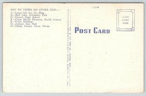 Jackson MS Large Letter Linen~ Billowing Clouds, State Capitol~Park, Bldgs 1940s