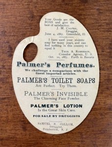 Palmer Perfumer Palmer's Perfumes Die-Cut Artist Palette Victorian Trade Card T4