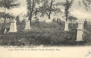 Rotograph A 6748 Postcard Burial Plot of the Webster Family Marshfield MA