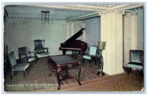 1912 Blue Room Owyhee Hotel Interior Grand Piano Table Lamp Boise Idaho Postcard