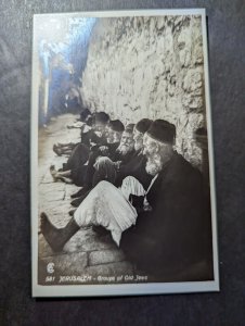 Mint Jerusalem RPPC Judaica Postcard Groups of Old Jews Sitting