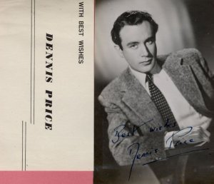 Dennis Price Actor Printed Signed Photo & Compliments Slip